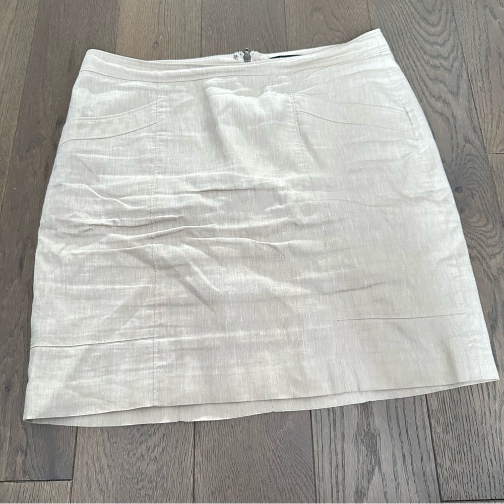 Ann Taylor Linen Blend Cream Mini Skirt